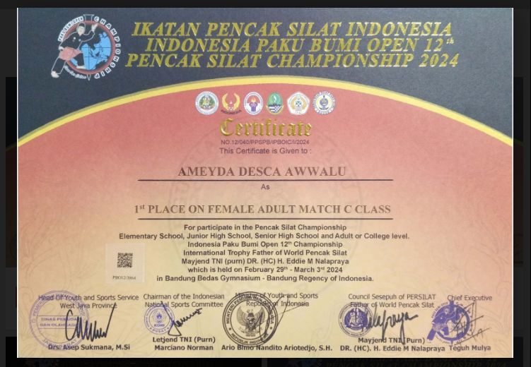 Juara I Lomba Fighter Kelas C Putra Mahasiswa/Dewasa Banyuwangi Championship 2023